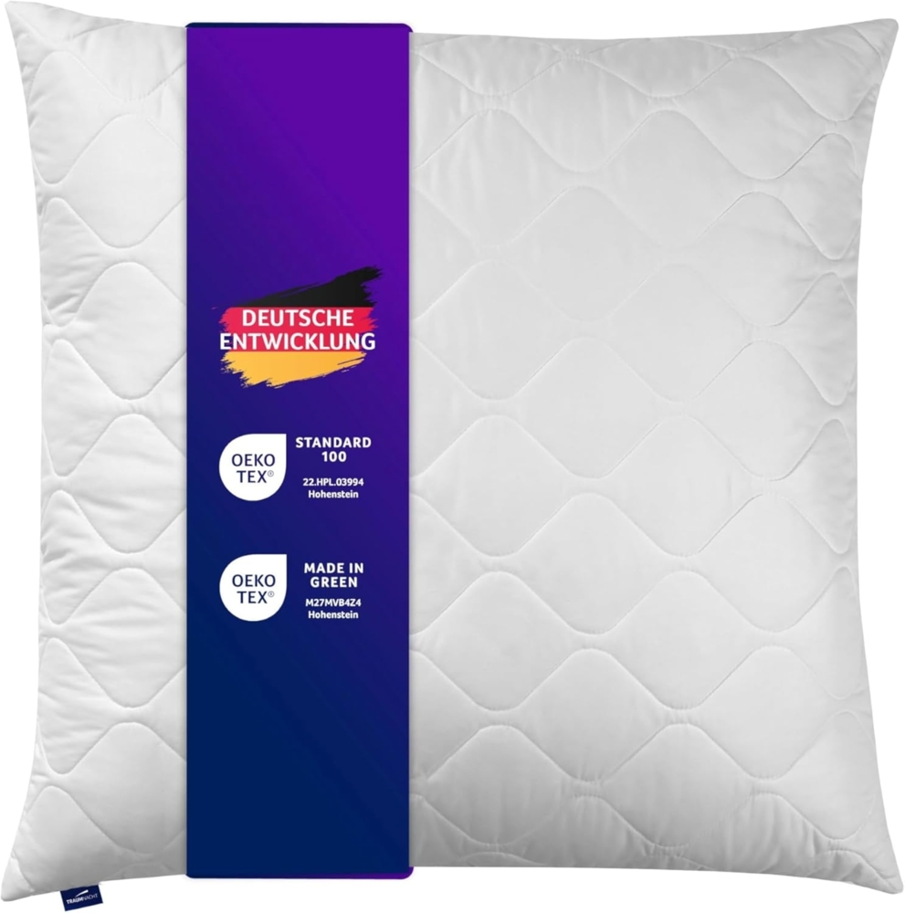 Traumnacht Cozy - Kopfkissen mit Bezug aus softer Mikrofaser, Öko-Tex zertifiziertes Kopfkissen mit Reißverschluss, 80x80 cm, produziert nach deutschem Qualitätsstandard Bild 1