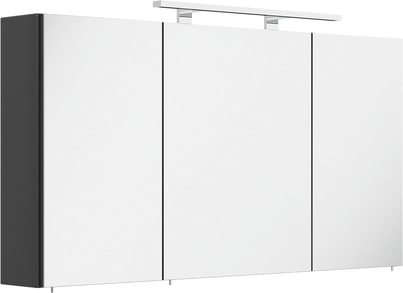 Spiegelschrank 120cm inkl. Design LED-Lampe und Glasböden weiss hochglanz : Weiss hochglanz Bild 1