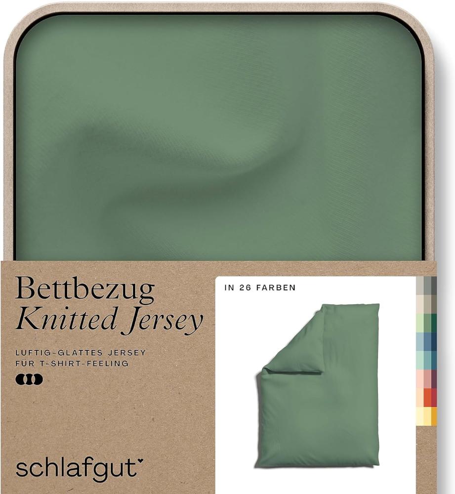 Schlafgut Knitted Jersey Bettwäsche | Bettbezug einzeln 135x200 -140x200 cm | green-mid Bild 1