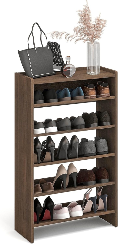 KOMTO Schuhregal Elexis 5 Schmal - Schuhablage Flur mit 5 Ebenen Offener Schuhschrank, Schuhschrank Schuh Organizer Platzsparend, 60 x 25 x 98 cm Bild 1