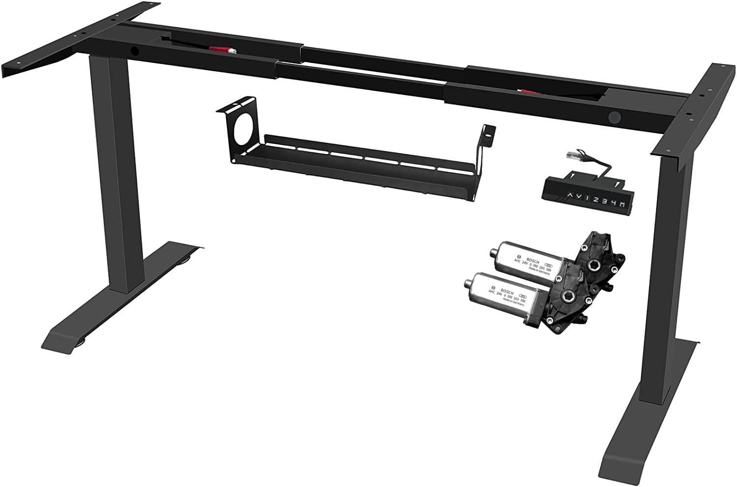 FANZTOOL höhenverstellbarer Schreibtisch-Gestell mit 2 x Bosch Motoren elektrisch stufenlos in Schwarz, Arbeitstisch Tischbeine mit Memory-Funktion, USB Steckdose, Kabelwanne Bild 1