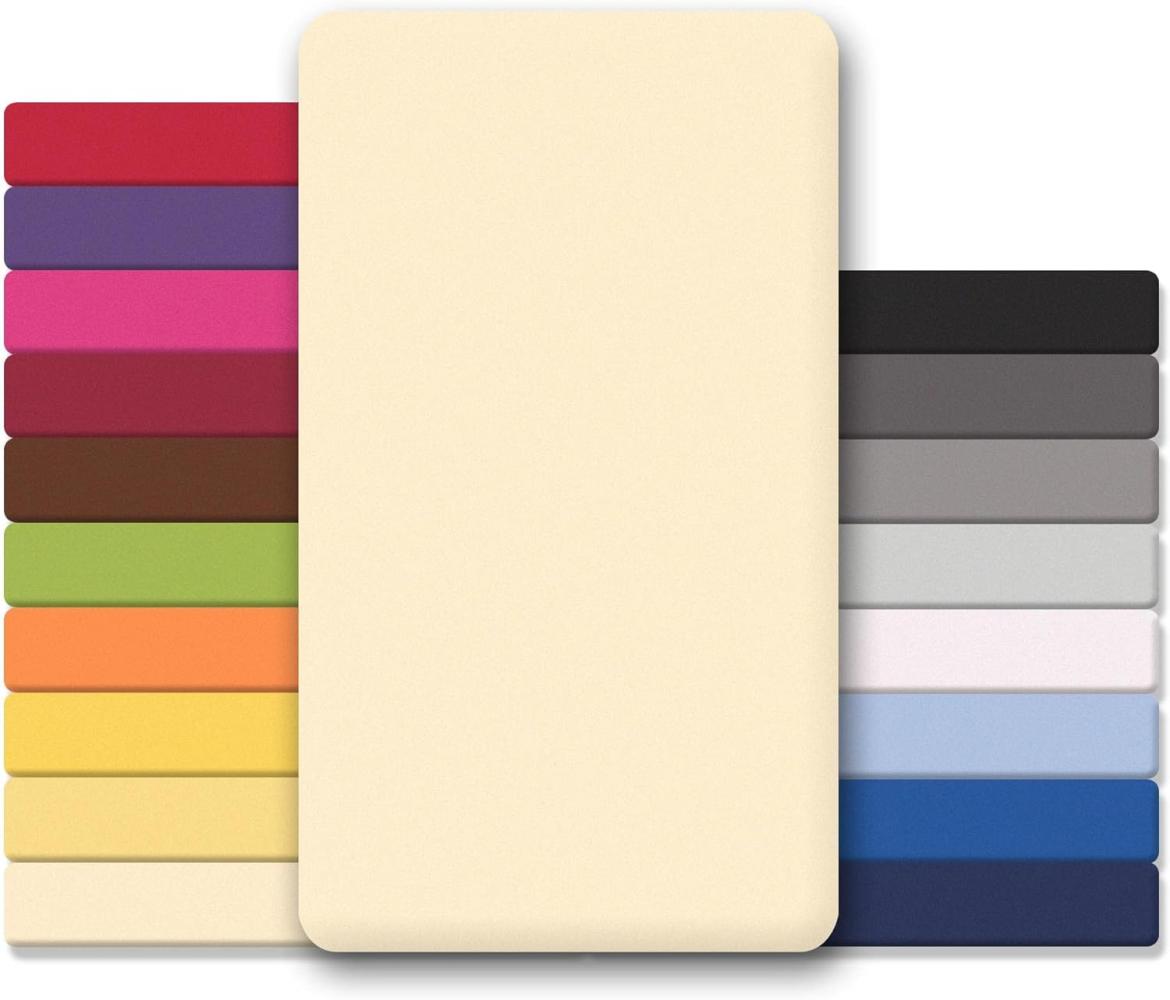 CelinaTex Jersey Topper Spannbettlaken Lucina Doppelpack 200x200-200x220cm Natur beige 100% Baumwolle gekämmt bis 12cm Matratzenhöhe Oeko-TEX Bild 1