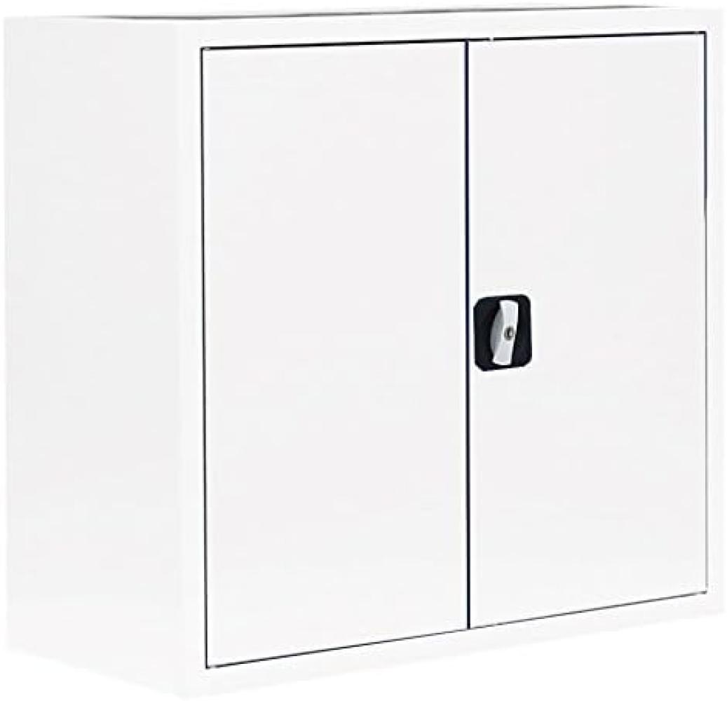 Stahl-Aktenschrank, Aktenschrank abschließbar, Büroschrank, Stahlschrank, Weiß, 750 x 800 x 383 mm 530307 Bild 1