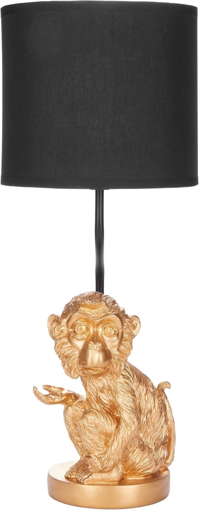 BRUBAKER Nachttischlampe Tischleuchte Kleines Äffchen Gold, Tischlampe, ohne Leuchtmittel, Affe Motiv Lampe mit Keramikfuß, Höhe 52 cm Bild 1