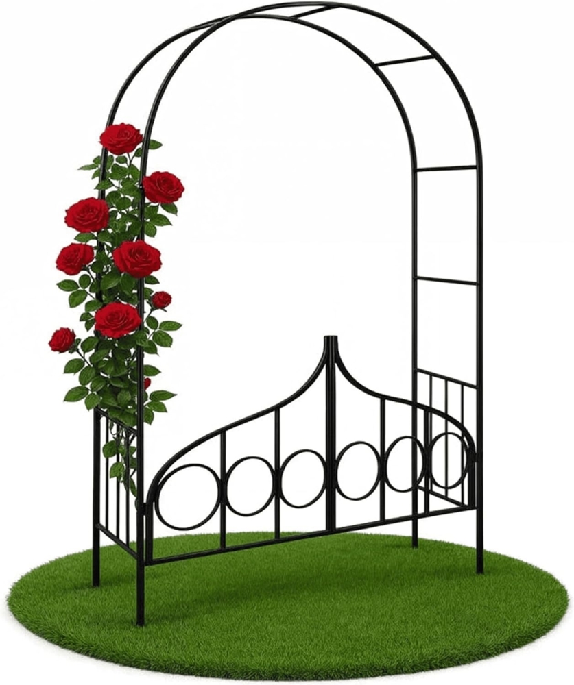 Deuba Rosenbogen mit Tür, Tor verriegelbar, Rankhilfe 240 x 140 x 40 cm, Spalier aus Metall, Rosenhilfe Torbogen Rankgitter Bild 1
