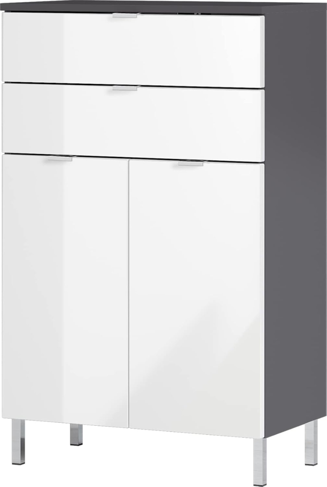 Germania Kommode 8531-569 GW-MAURESA, in graphit/weiß, Fronten in Hochglanz, zwei Schubkästen, 60 x 97 x 34 cm (BxHxT) Bild 1