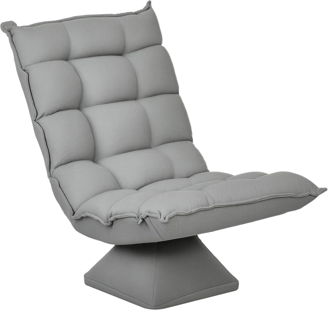HOMCOM Relaxsessel Drehbarer Meditationsstuhl mit verstellbarer Rückenlehne, Sockel (Bodensofa, 1-St, Bodenstuhl), Lazy Sofa für Wohnzimmer, Büro, Grau Bild 1