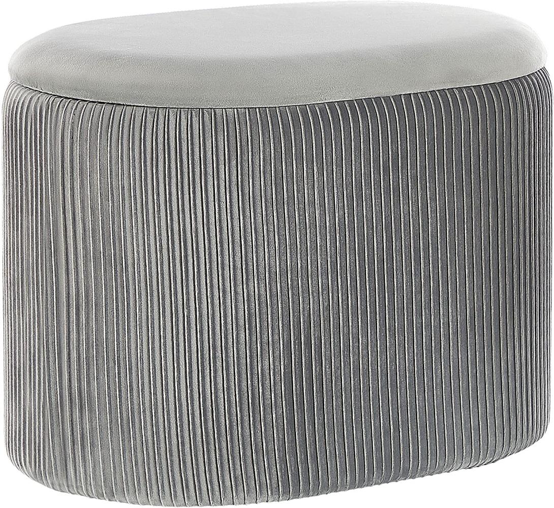 Pouf RICHLAND Hellgrau Samtstoff 55 cm 35 cm Bild 1