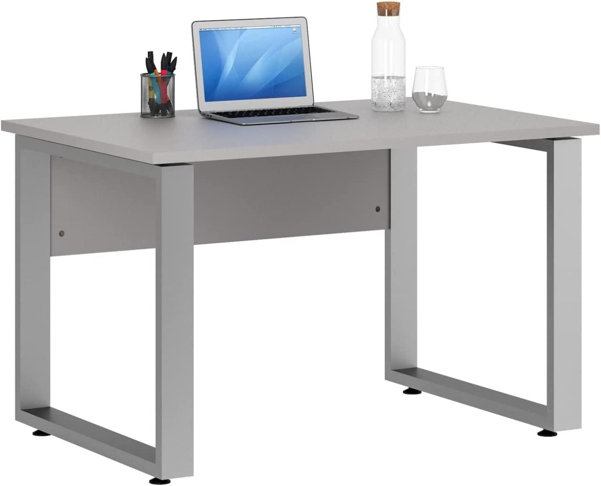 Schreibtisch >HOMEBASE< (HxT: 75x80 cm) in platingrau - Alu-Optik Bild 1