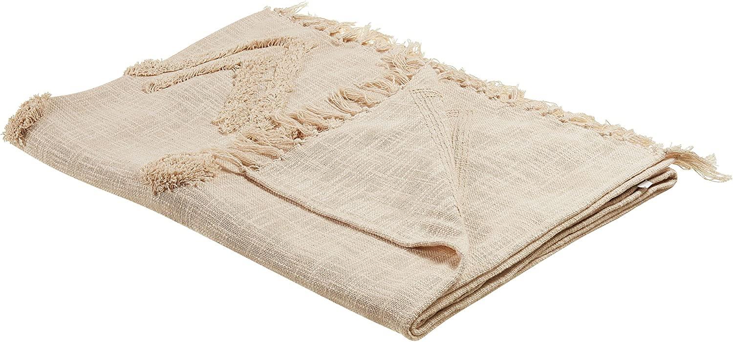 Kuscheldecke FATEHPUR Baumwolle 130 x 180 cm Beige Bild 1