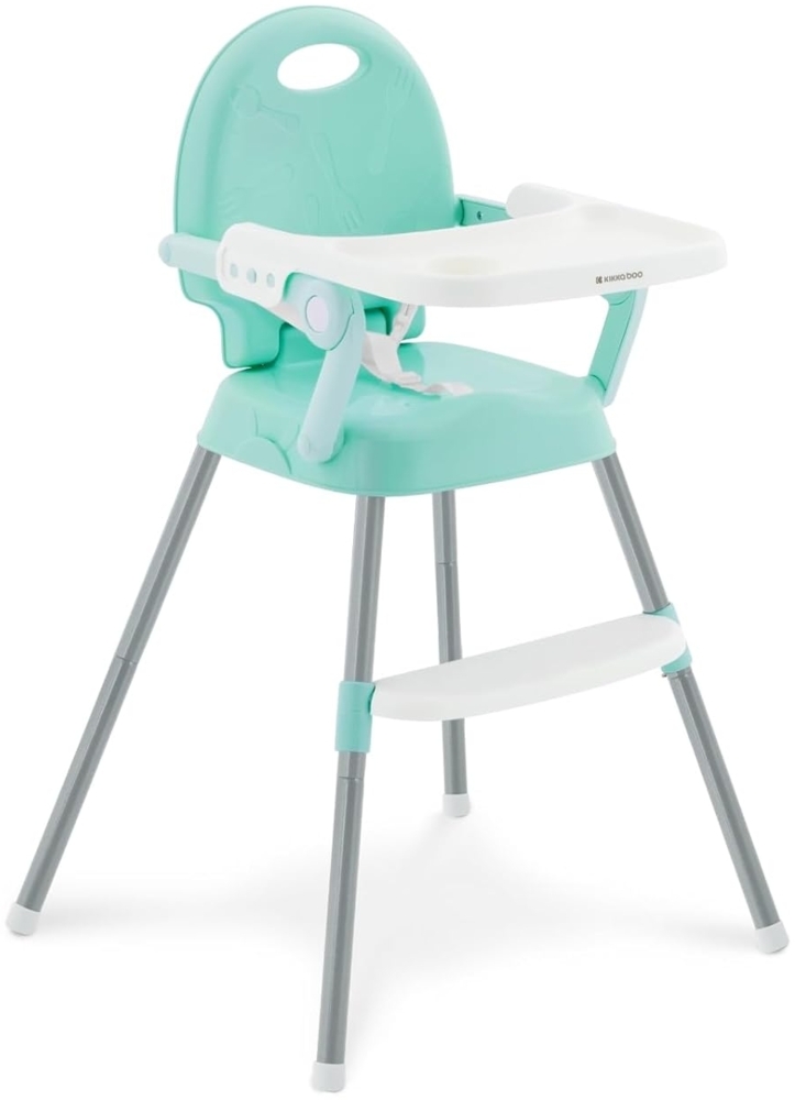 Kikkaboo Kinderhochstuhl 3 in 1 Spoony, niedriger Fütterungsstuhl, Sitzerhöhung grau türkis Bild 1