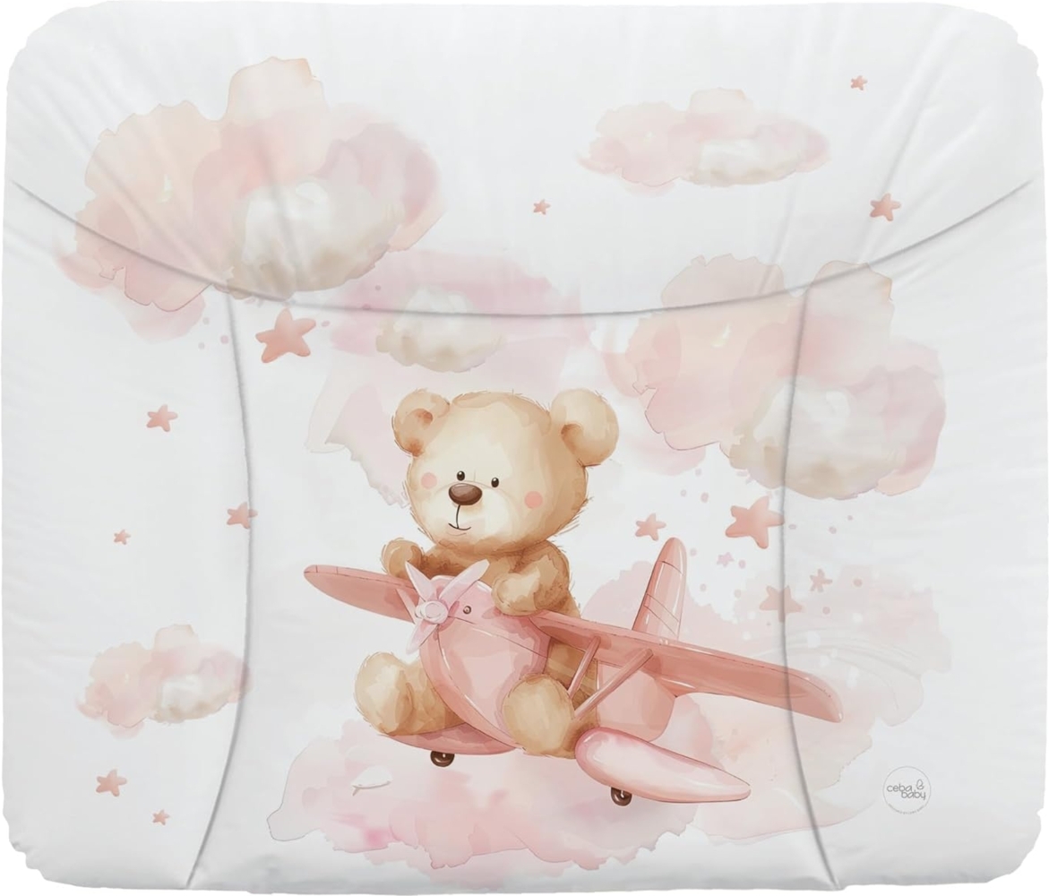 Ceba Baby® weiche Wickelauflage 75x72 cm - Baby Wickelunterlage- Wickeltischauflage für Junge und Mädchen - Wasserdicht, abwaschbar - OEKO-TEX® Standard 100 - Made in EU -Teddys Traumflug Bild 1