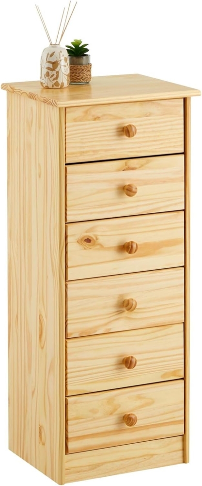 IDIMEX Kommode RONDO, Kommode Hochschrank mit 6 Schubladen Highboard Kiefer massiv lackiert Bild 1