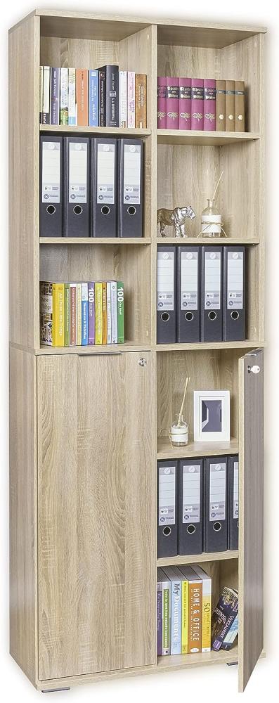 Aktenschrank abschließbar Ordnerschrank B 80,2 cm x H 214,7 cm x T 35 cm Mehrzweckschrank 2 TRG. Sonoma Eiche Büromöbel Hochschrank - Aktenregal Bild 1