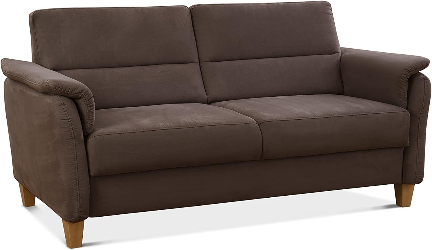 CAVADORE 3er-Sofa Palera mit Federkern / Kompakte Dreisitzer-Couch im Landhaus-Stil / passender Sessel und Hocker optional / 179 x 89 x 89 / Mikrofaser, Braun Bild 1