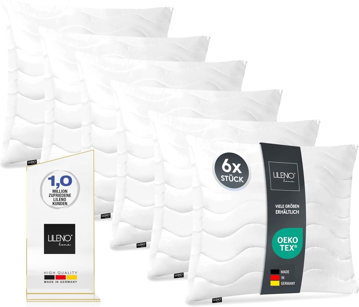 LILENO HOME Kopfkissen 30x30 cm [6er Set] als Kissen-Füllung - Bett oder Deko Kissen mit Reißverschluss zum Anpassen - Waschbar bis 95° - Sofa-Kissen & Zierkissen für Couch/Bett Bild 1
