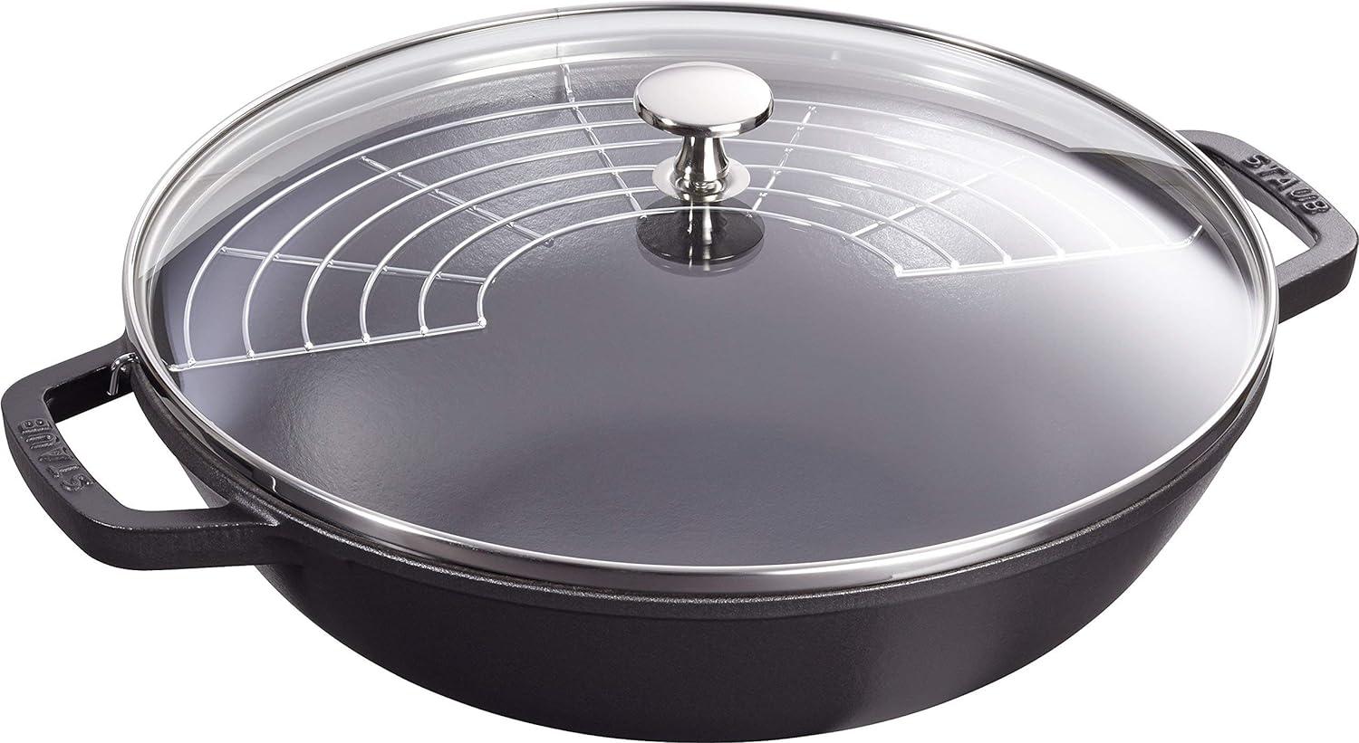 Staub Specialities Wok mit Glasdeckel 30 cm, Gusseisen Bild 1