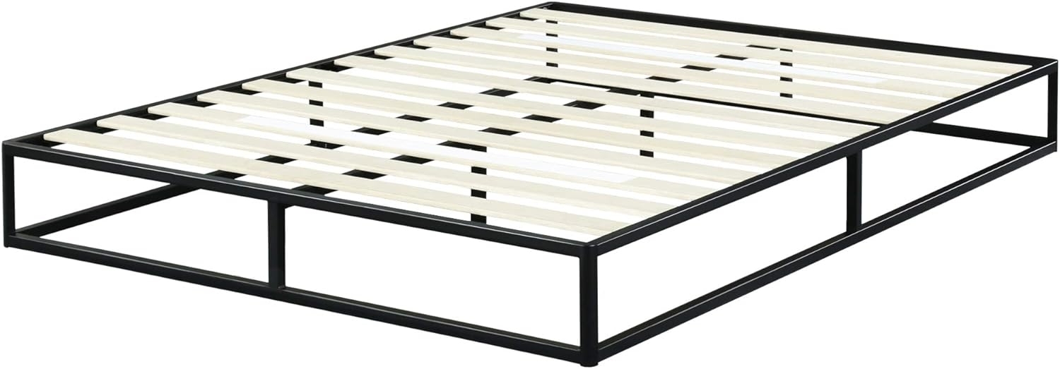 Olee sleep 22cm Modernes Metall-Plattform-Bettgestell / Bett / Metall / Metall-Bettgestell / Holzlatten / Matratzenrahmen / Holzlattenrost / Kein Boxspring erforderlich / 140x200 cm / Full/ Schwarz Bild 1