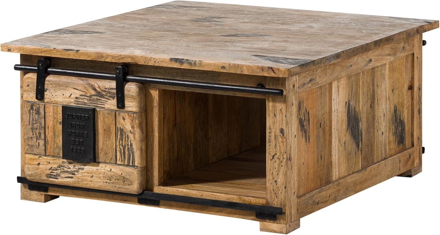 Massivmoebel24 Couchtisch RAILWAY (Couchtisch Mango 90x90x45 natur lackiert RAILWAY #1006) Bild 1