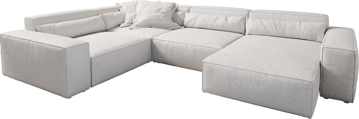 Wohnlandschaft Sirpio XL 360x260 cm Bouclé Creme-Weiß Recamiere variabel Bild 1