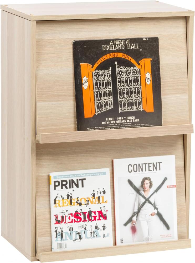 Iris Ohyama, Möbel, Bücherregal, Aufbewahrungsregal, 2 Klapptüren, Design, Modern, Mehrzweck, Büro, Schlafzimmer, Wohnzimmer - Flap Rack CHR-2 - Hellbraun Bild 1