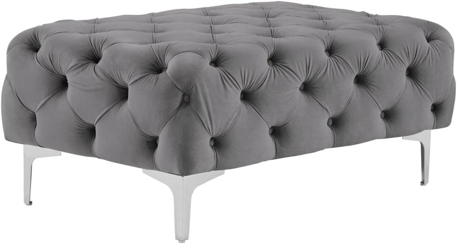 Vente-unique - Chesterfield-Hocker - Samt - Anthrazit - EDWINA Bild 1