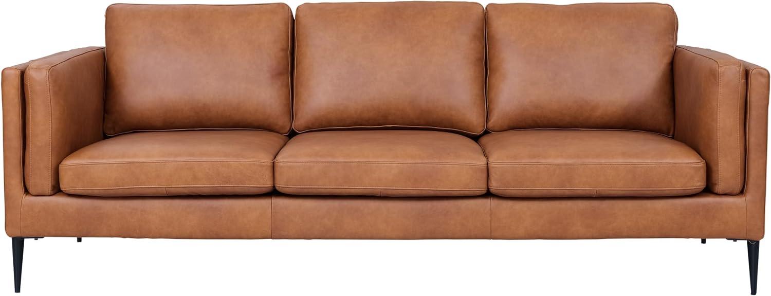 Valencia 3-Sitzer Ledersofa - Echtleder Cognac Braun Bild 1