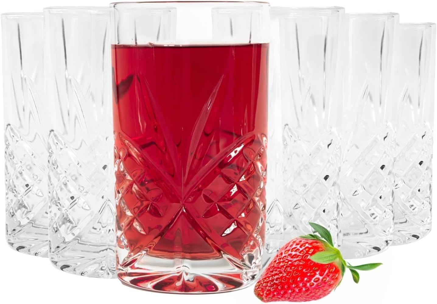 6 Longdrinkgläser 300ml mit Relief Wassergläser Saftgläser Trinkgläser Cocktailgläser Bild 1