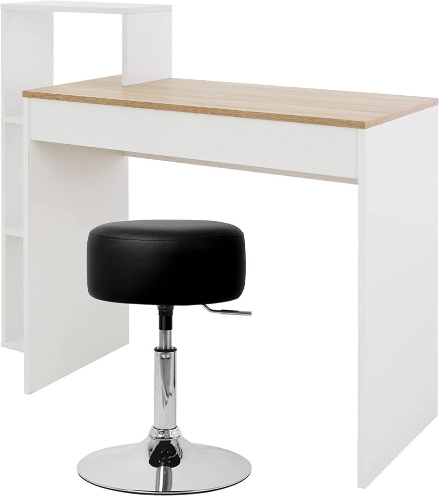 ML-DESIGN Schreibtisch Arbeitstisch mit Regal 3 Einlegeböden 2in1 System für Arbeitszimmer (Komplett-Set), Bürotisch Computertisch PC Tisch Laptoptisch mit Sitzhocker Homeoffice Bild 1