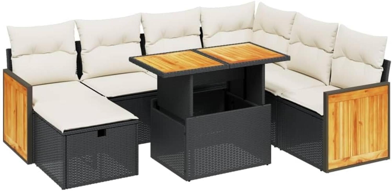 vidaXL 8-tlg. Garten-Sofagarnitur mit Kissen Schwarz Poly Rattan 3276262 Bild 1