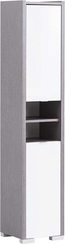 Schildmeyer Messina Hochschrank 149865, Holzwerkstoff, esche grau Dekor/weiß Glanz, 161x32x31,9 cm Bild 1