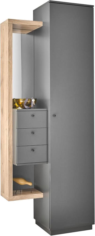 Stella Trading Wandgarderobe Flurgarderoben Set in Viking Oak Optik, Anthrazit-Moderne Garderobe mit Spiegel für Ihren Eingangsbereich, Frame 5 Bild 1