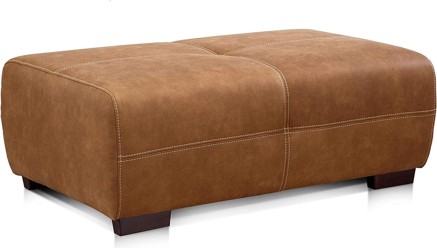 Cavadore Hocker Mavericco / XXL Polsterhocker rechteckig in Lederoptik / Industrial Style / Passend zu Big Sofa und Ecksofa Mavericco / 108 x 71 x 41 cm (BxHXT) / Mikrofaser Cognac Bild 1