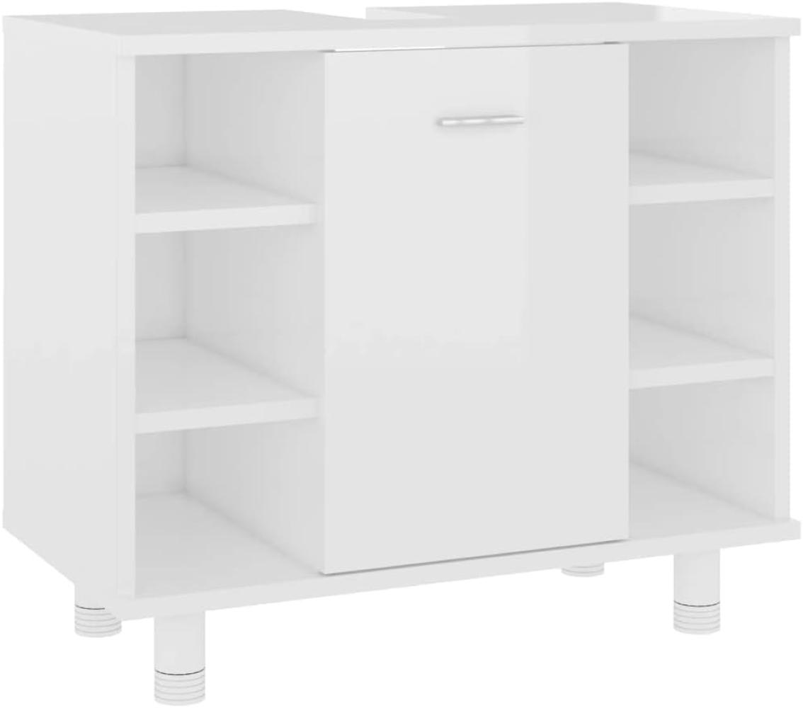 vidaXL Badezimmerschrank Hochglanz-Weiß 60x32x53,5 cm Holzwerkstoff 802639 Bild 1