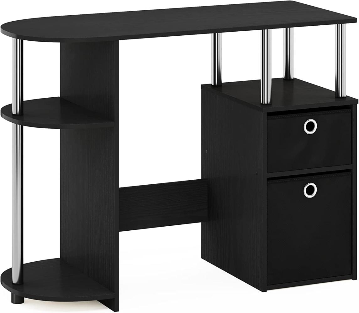 Furinno Jaya Simplistic Computer-Schreibtisch mit Schubladen, Holzwerkstoff, Americano/Chrom/Schwarz, 97. 5(W) x 72. 4(H) x 39. 6(D) cm Bild 1