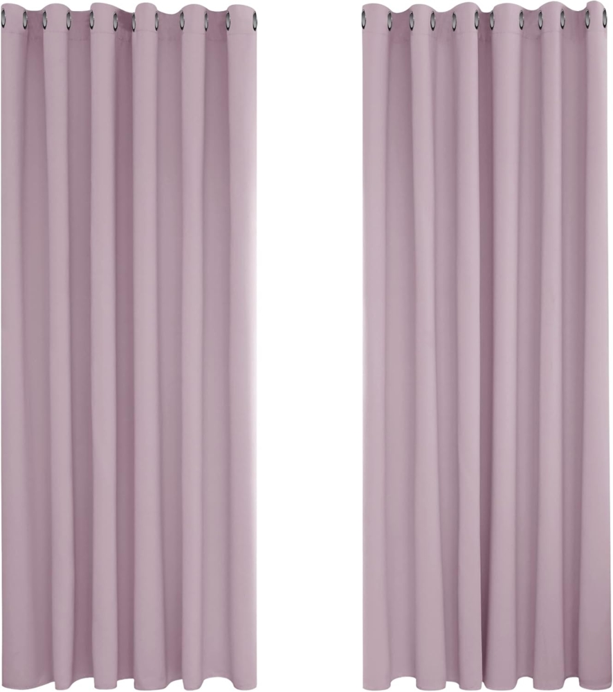 Deconovo Vorhang Blickdicht Verdunkelungsvorhang Kälteschutzvorhang Blickdicht, 229x229 cm(HöhexBreite), Hellpink, 2er Set Bild 1