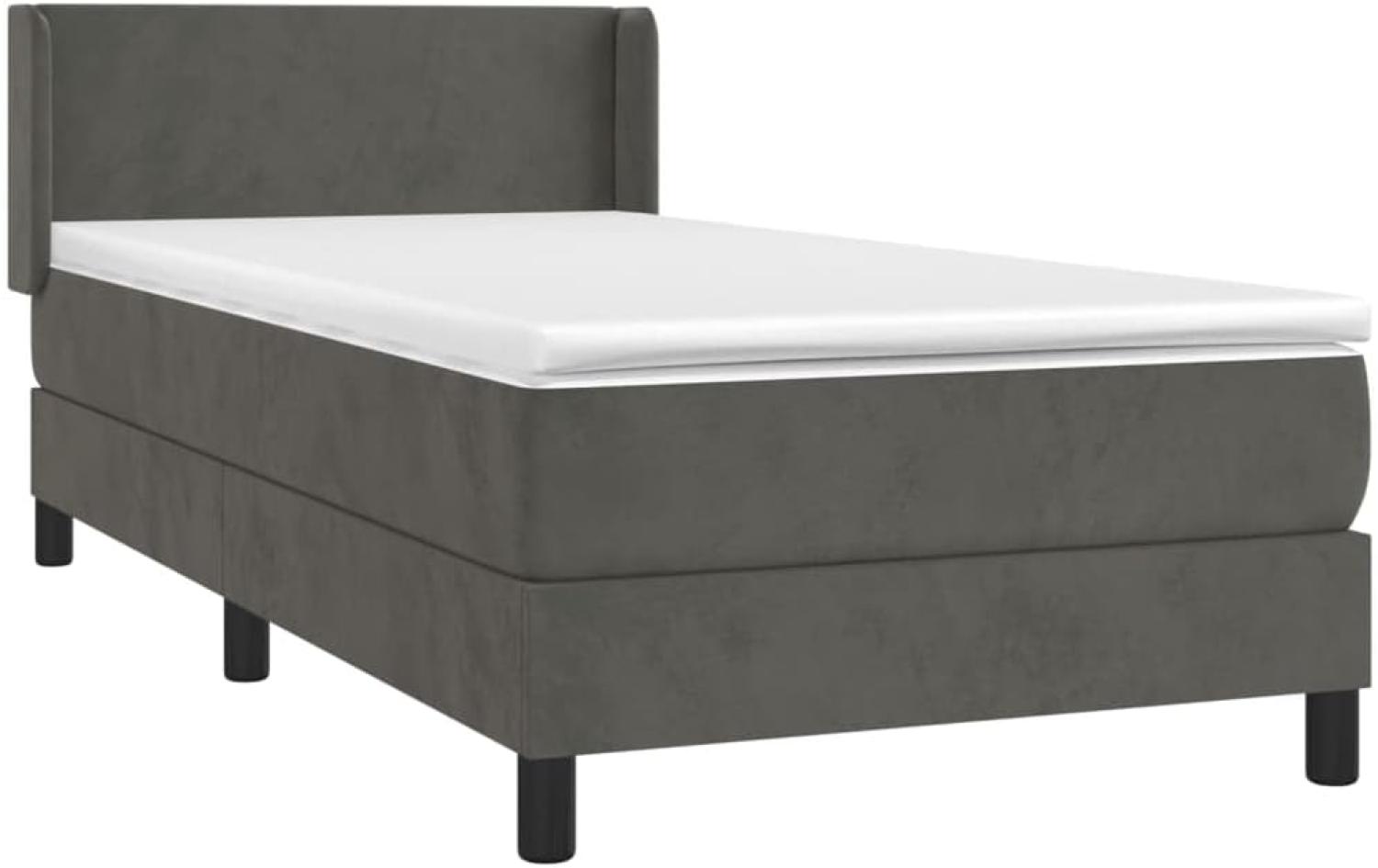 vidaXL Boxspringbett mit Matratze Dunkelgrau 90x190 cm Samt 3130812 Bild 1