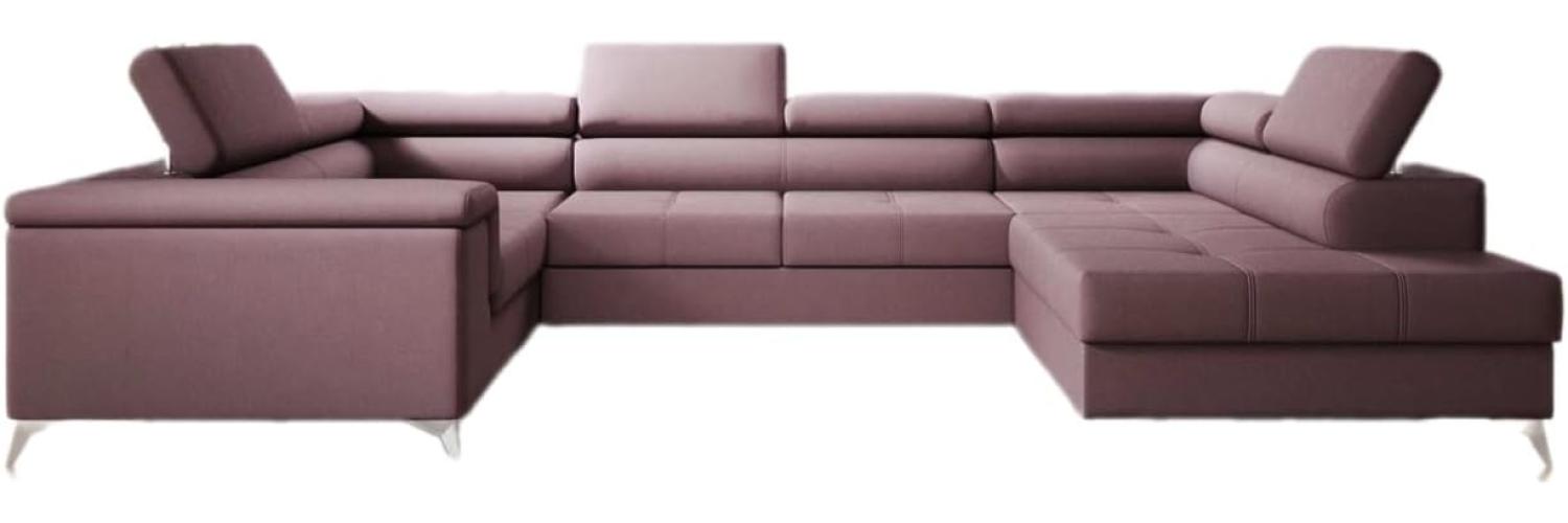 Designer Sofa Torino mit Schlaf- und Klappfunktion Stoff Rosé Rechts Bild 1