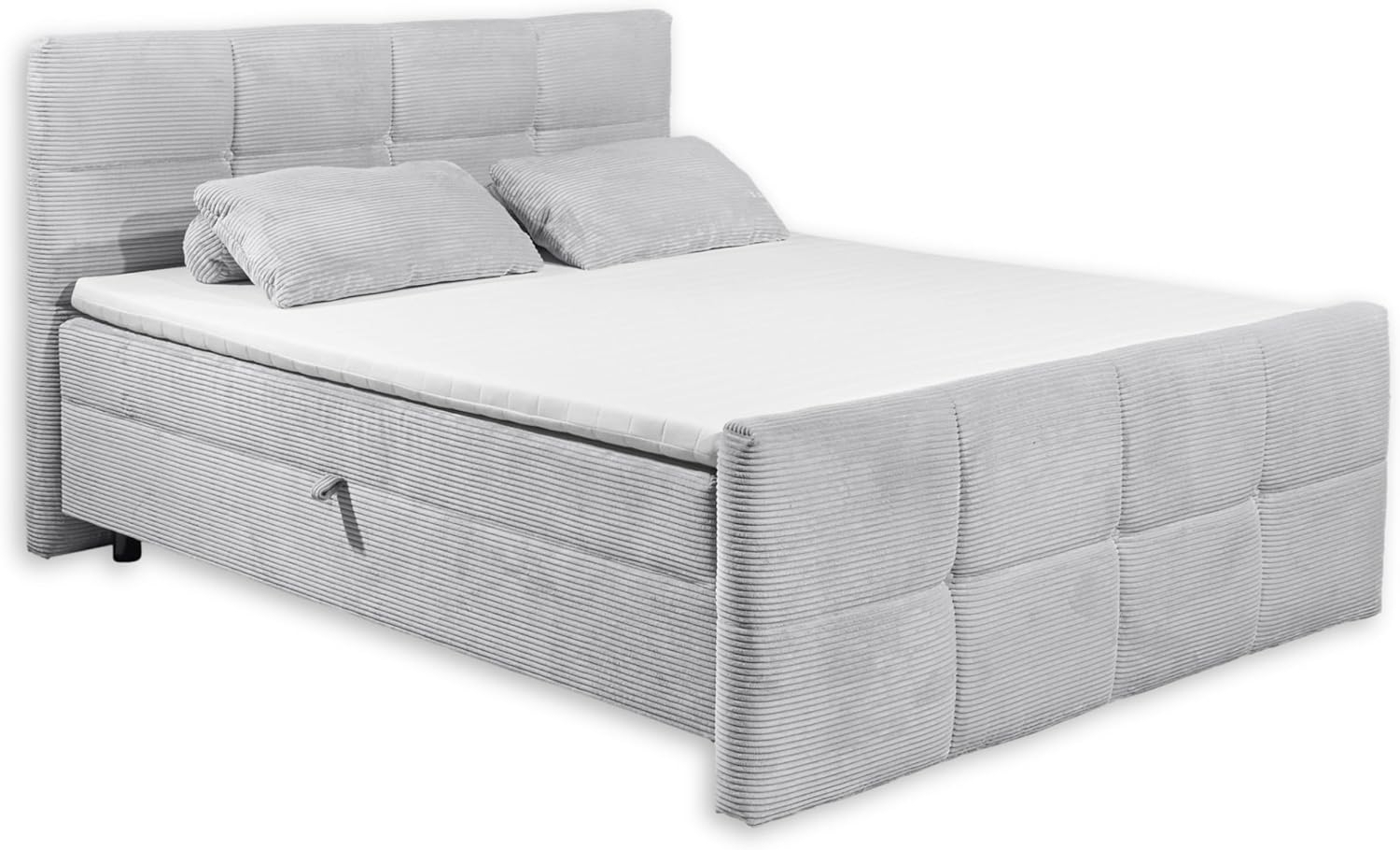 TIJUANA 6 Boxbett 160x200 in Cord-Optik, Dove - Bequemes Doppelbett mit Bettkasten & Kaltschaum Topper - 162 x 112 x 225 cm (B/H/T) Bild 1