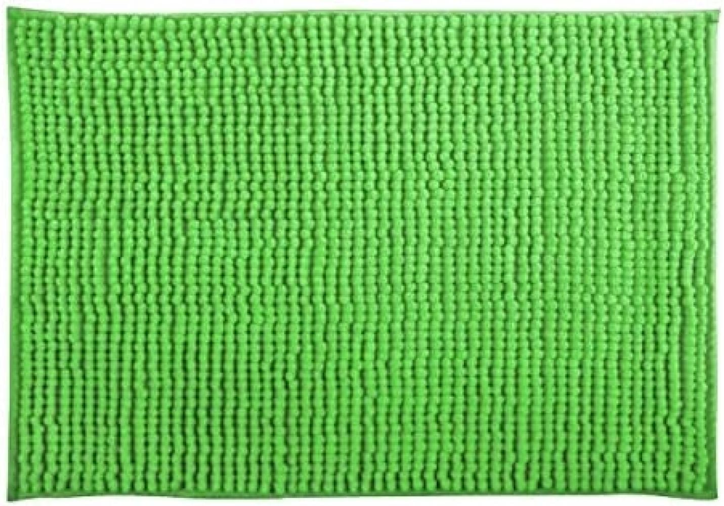 MSV Badteppich Badvorleger Duschvorleger Chenille Hochflor Badematte 50x80 cm – Basil Grün Bild 1