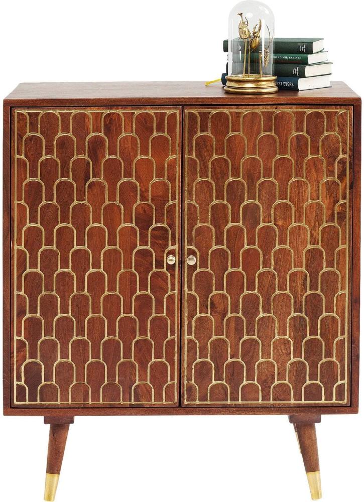 Kare Design Kommode Muskat, kleines, schmales Sideboard mit 2 Türen, braun mit goldenen Akzenten an der Schrank Front, Retro Look, Vintage Look, (H/B/T) 90x75x40 cm Bild 1