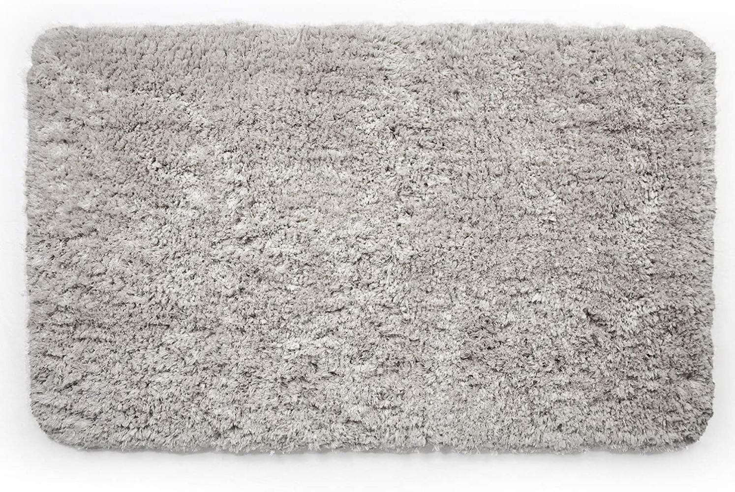 Beautissu Badematte rutschfest BeauMare FL Hochflor Teppich Hellgrau, 80cm, 50cm Bild 1