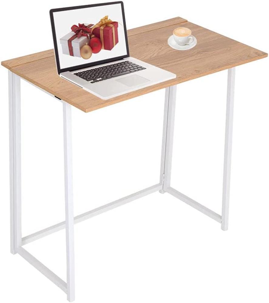 Faltbar Tisch Schreibtisch Computertisch klappbar für Homeoffice Büro Arbeitszimmer Metallgestell weiß HWT09-WEI Bild 1