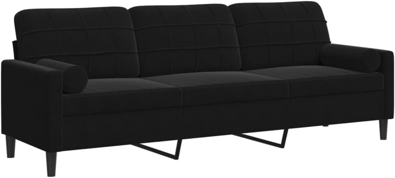 Sofa 3-Sitzer mit Zierkissen Schwarz 210 cm Samt 3278244 Bild 1