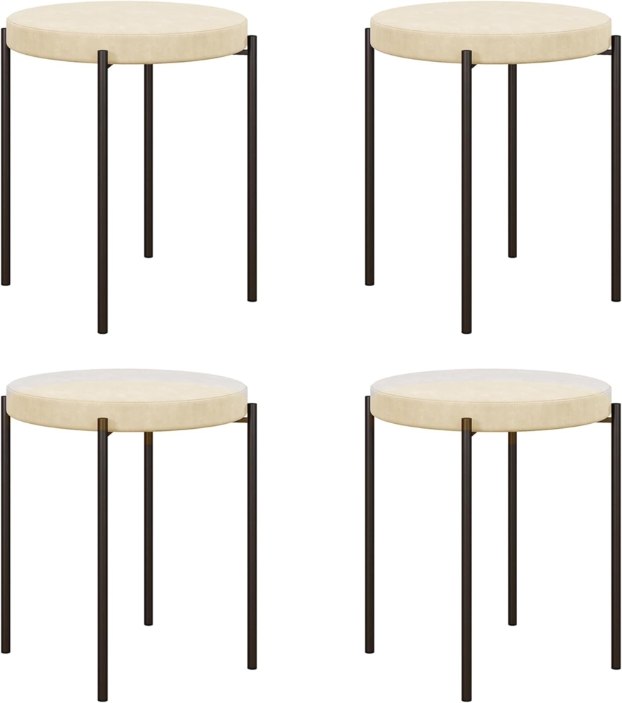 HOMCOM Esszimmerstuhl Thekenhocker mit gepolstertem Sitz, Rundhocker, Barhocker (Hocker, 4 St), für Wohnzimmer, Esszimmer, Cremeweiß Bild 1