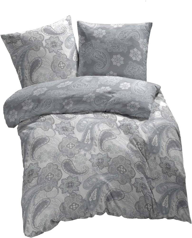 etérea Mako-Satin Bettwäsche Paisley Florina Grau 200x220 cm + 2Stk 80x80 cm Bild 1