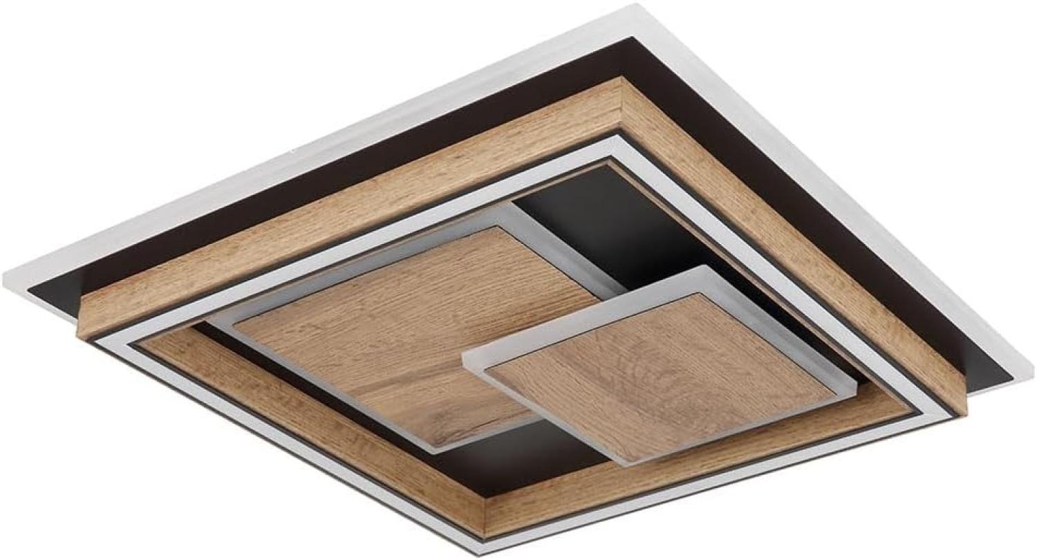 LED Deckenleuchte, Metall, Schwarz, Holzoptik, 41x41 cm Bild 1