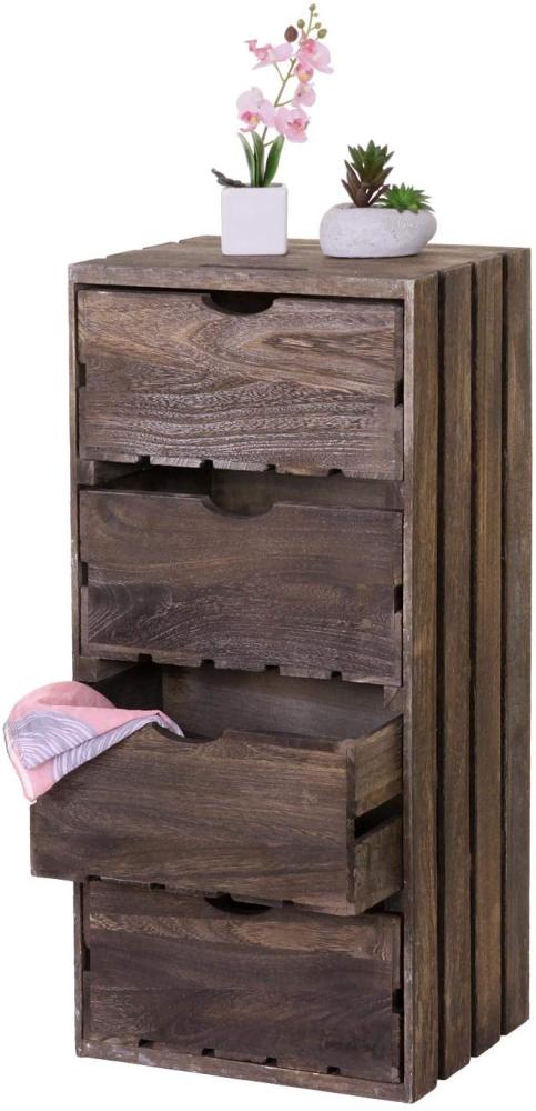 Kommode mit 4 Schubladen HWC-C62, Shabby-Look Vintage, 70x32x26cm ~ braun Bild 1