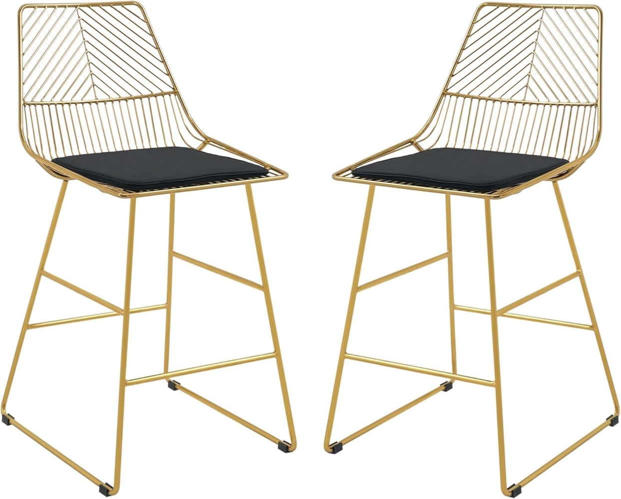 HOMCOM Barhocker Satz von 2 Barhockern, Moderne Theke, Höhe Draht (Barstühle, 2 St, Hocker), mit abnehmbares Kissen, Gold Bild 1