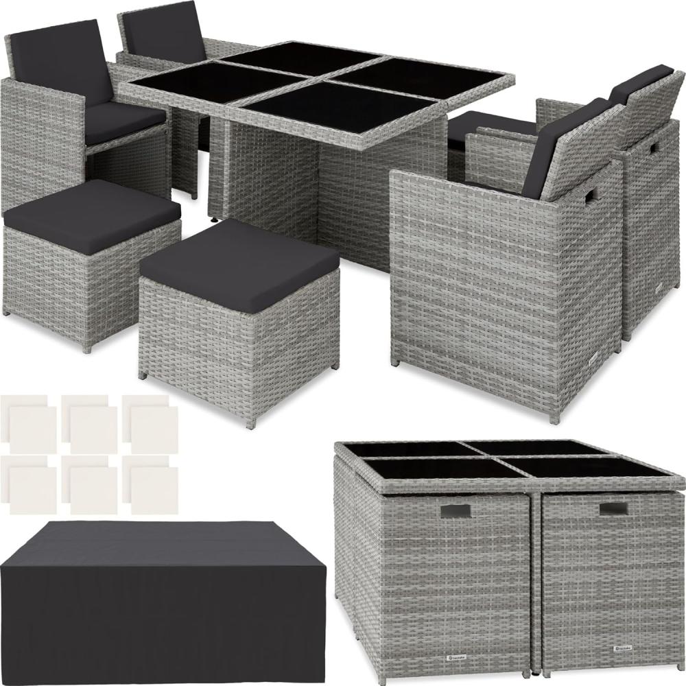 tectake Aluminium Rattan Sitzgruppe Manhattan 4+4+1 mit Schutzhülle, Variante 2 403756 Bild 1